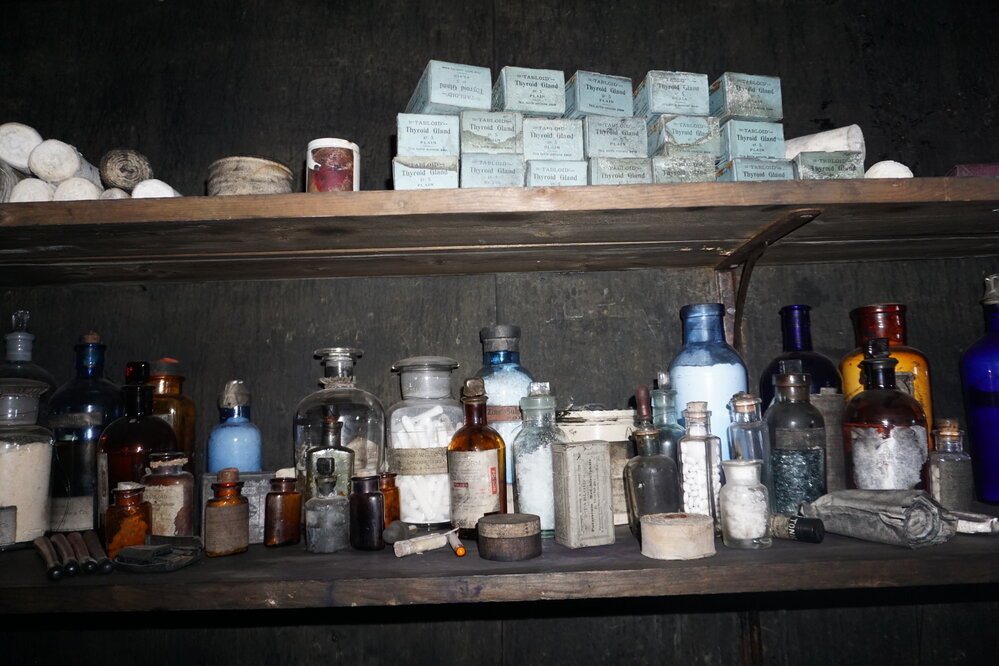 2019-20 Shelves containing medicines in Scott's 'Terra Nova' Hut 