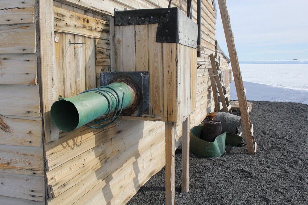 2019-20 Exterior pipe at Scott's 'Terra Nova' Hut
