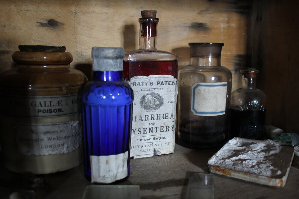 2019-20 Medicine supplies in Shackleton's 'Nimrod' Hut (001)