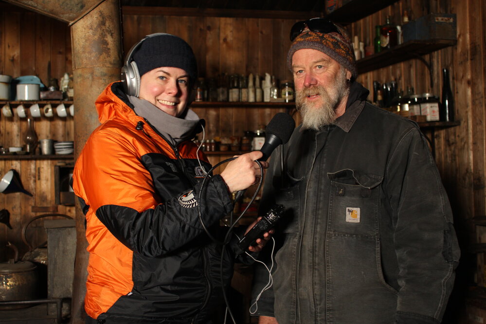 2019-20 Interviewing inside Scott's 'Terra Nova' Hut (002)