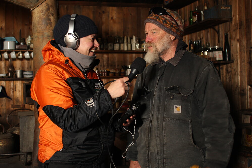 2019-20 Interviewing inside Scott's 'Terra Nova' Hut (003)