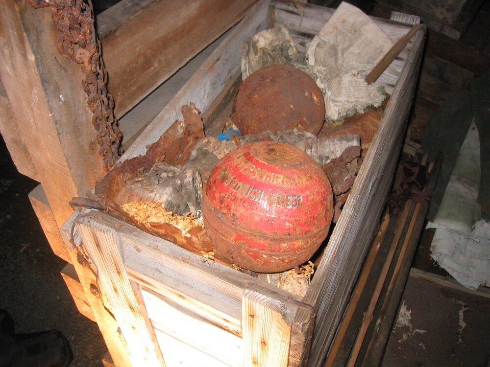2003-04 Chest containing cheese tins in stables of Scott's 'Terra Nova' Hut