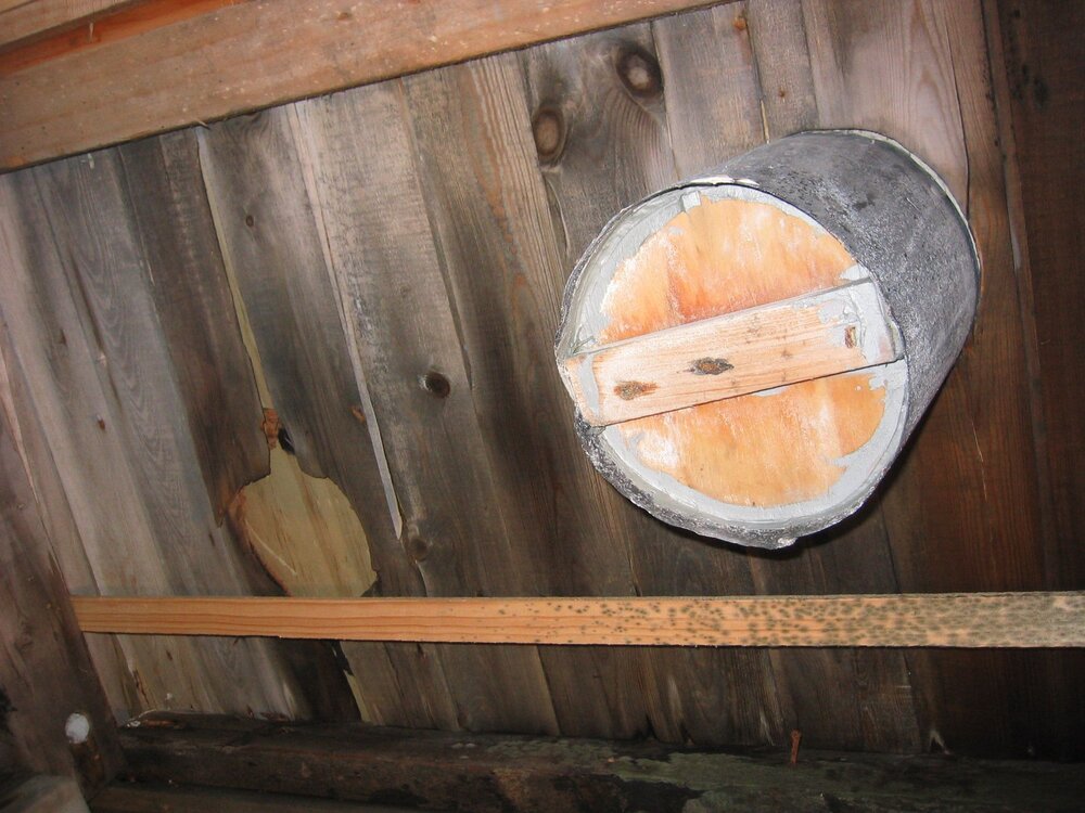 2003-04 Base of flue penetration through stables roof of Scott's 'Terra Nova' Hut
