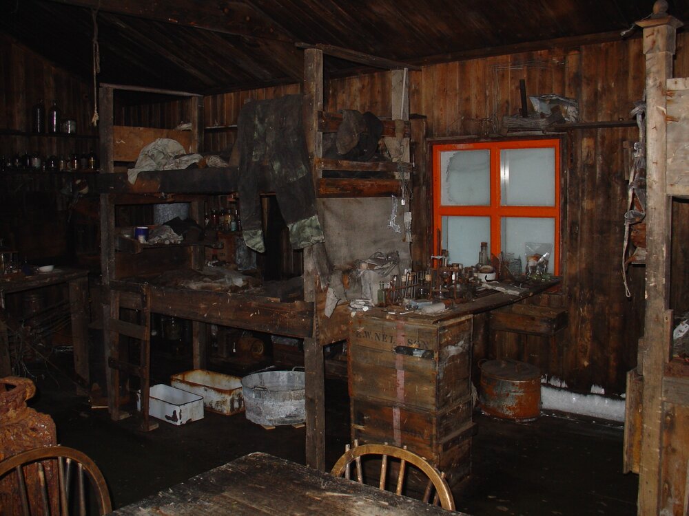 2003-04 Biology area and Wright and Simpson's bunks, Scott's 'Terra Nova' Hut