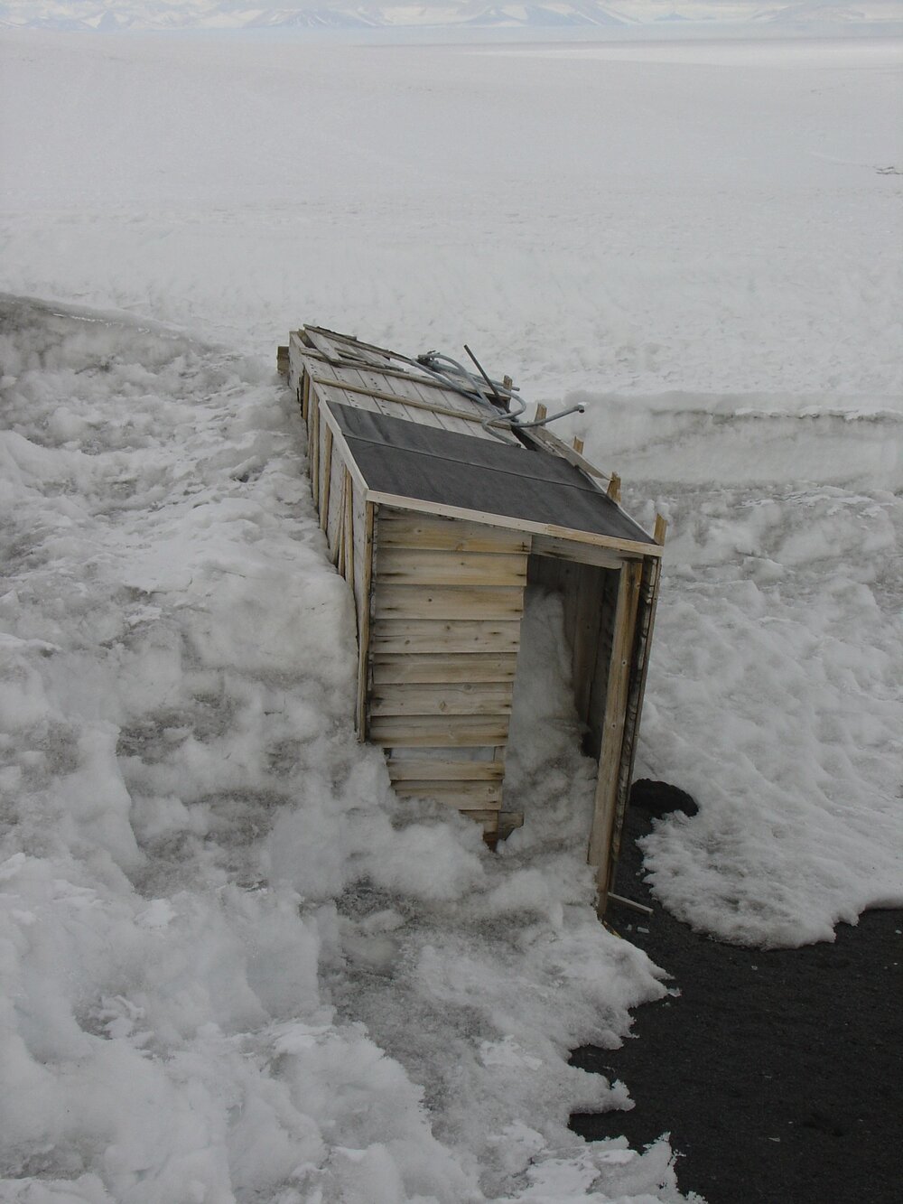 Snow build up around Latrine, Scott's 'Terra Nova' Hut
