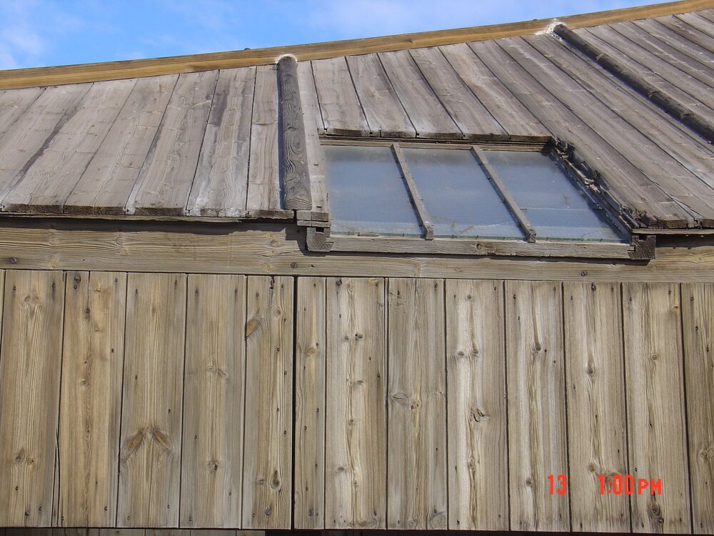 2003-04 Exterior of sky light windows, showing cracks, Scott's 'Discovery' Hut