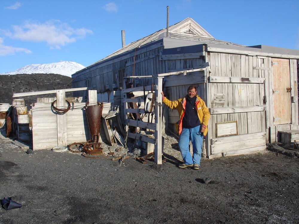 2003-04 Arrow International's Noel Saxon at Shackleton's 'Nimrod' Hut (002)