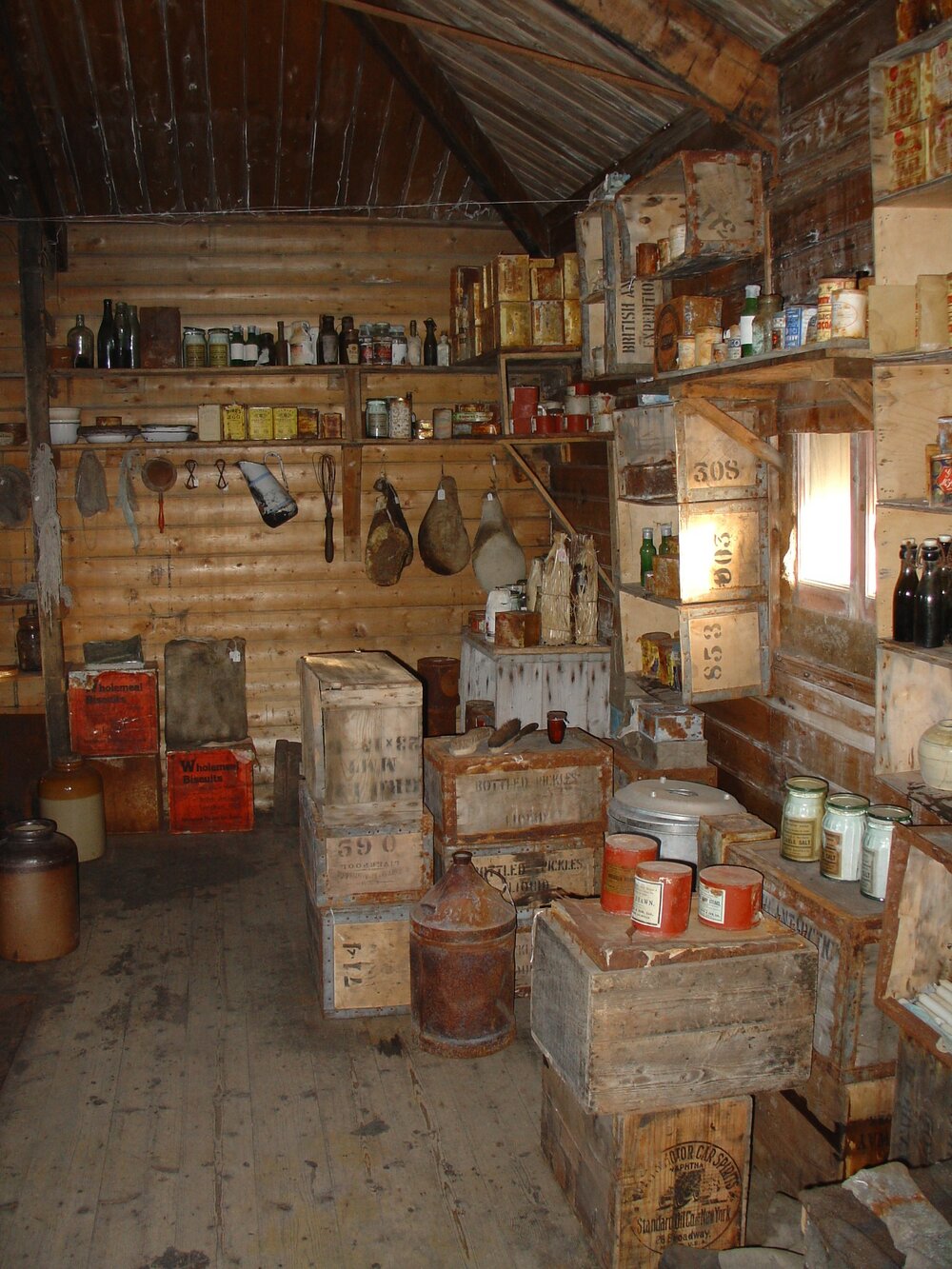 Southeast corner and galley in Shackleton's 'Nimrod' Hut 