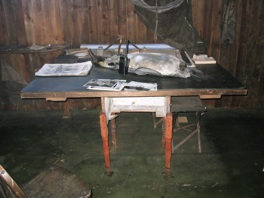 2003-04 Chart table (not original 1910 configuration) in Scott's 'Terra Nova' Hut (001)