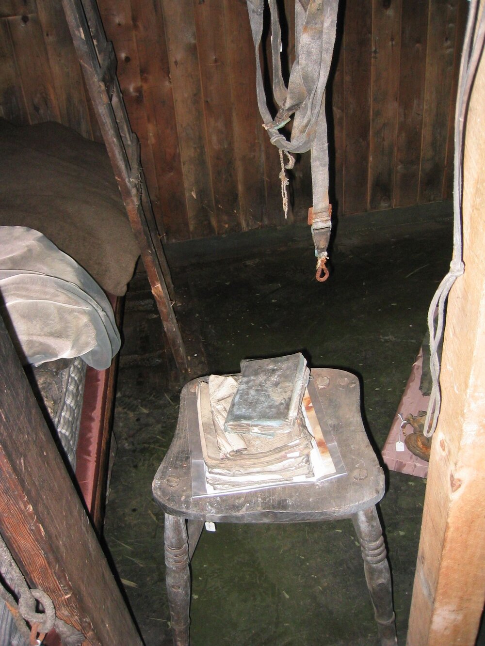 2003-04 Chair and papers in Tenements area, Scott's 'Terra Nova' Hut