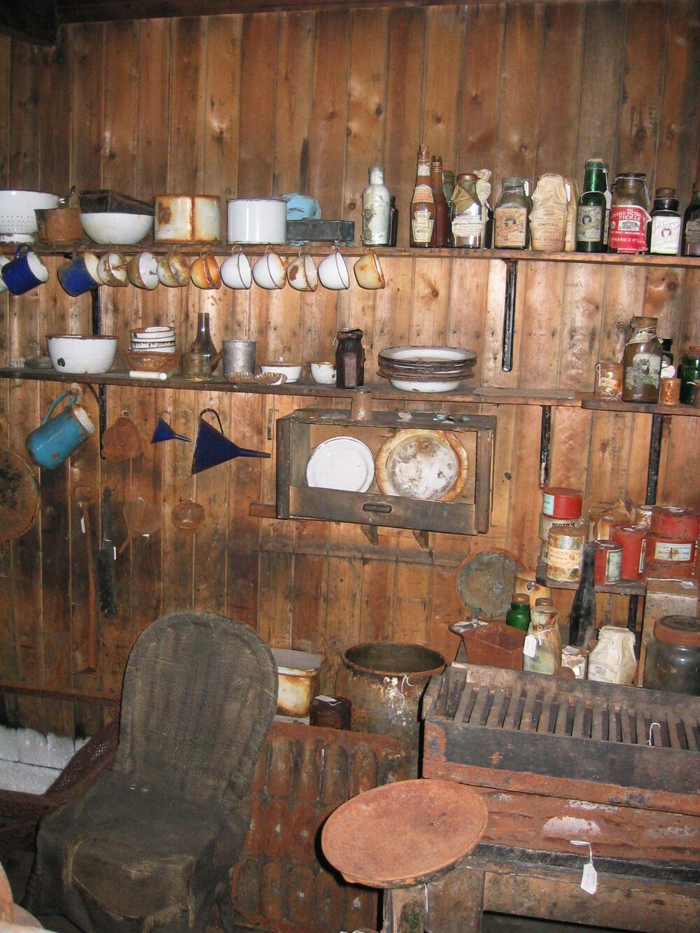 2003-04 Artefacts and supplies in galley, Scott's 'Terra Nova' Hut