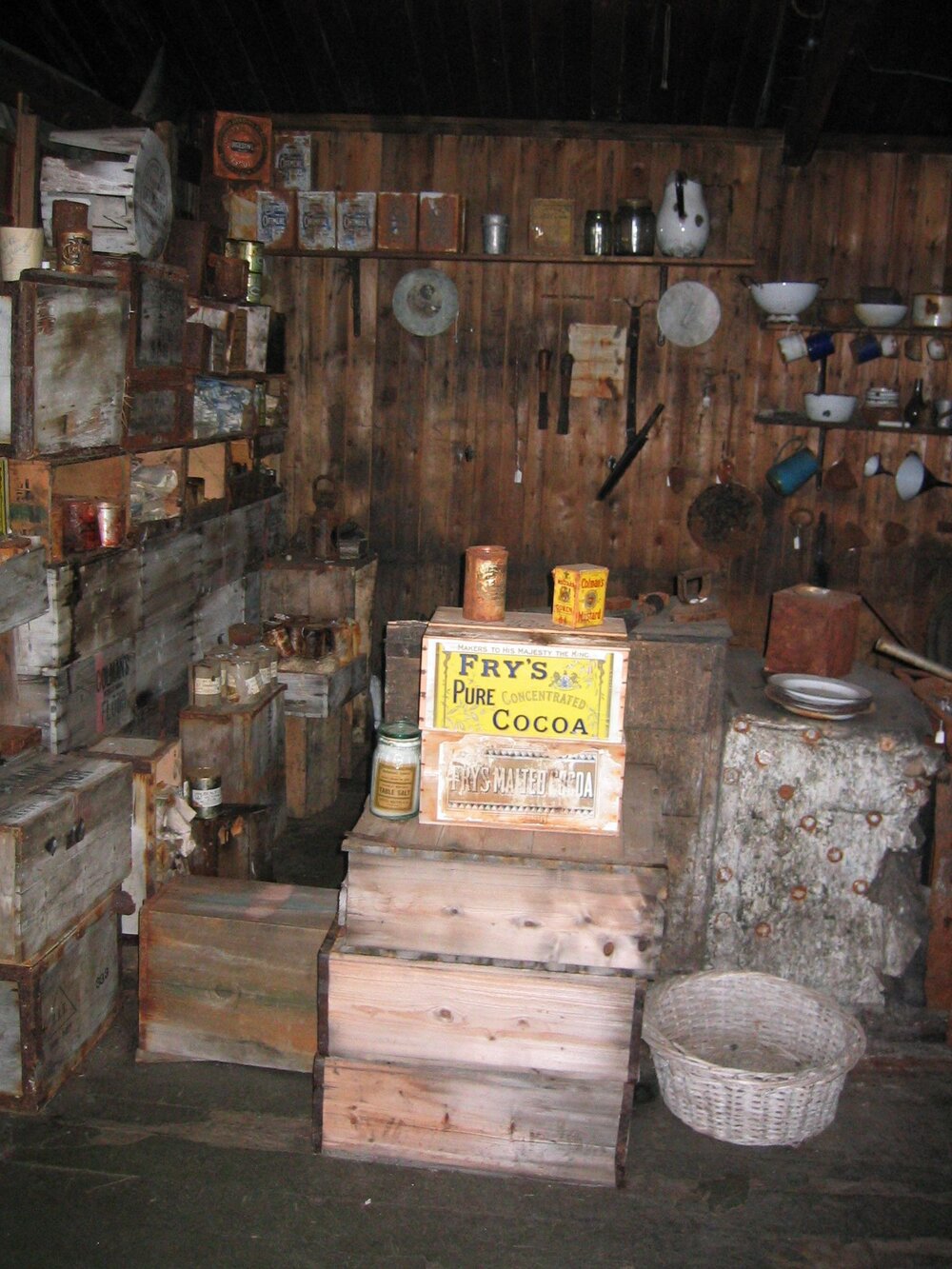 Looking towards stove in the galley from mess deck, Scott's 'Terra Nova' Hut 