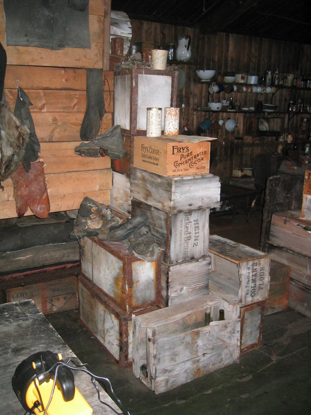2003-04 Boots, Venesta and provision boxes in Scott's 'Terra Nova' Hut
