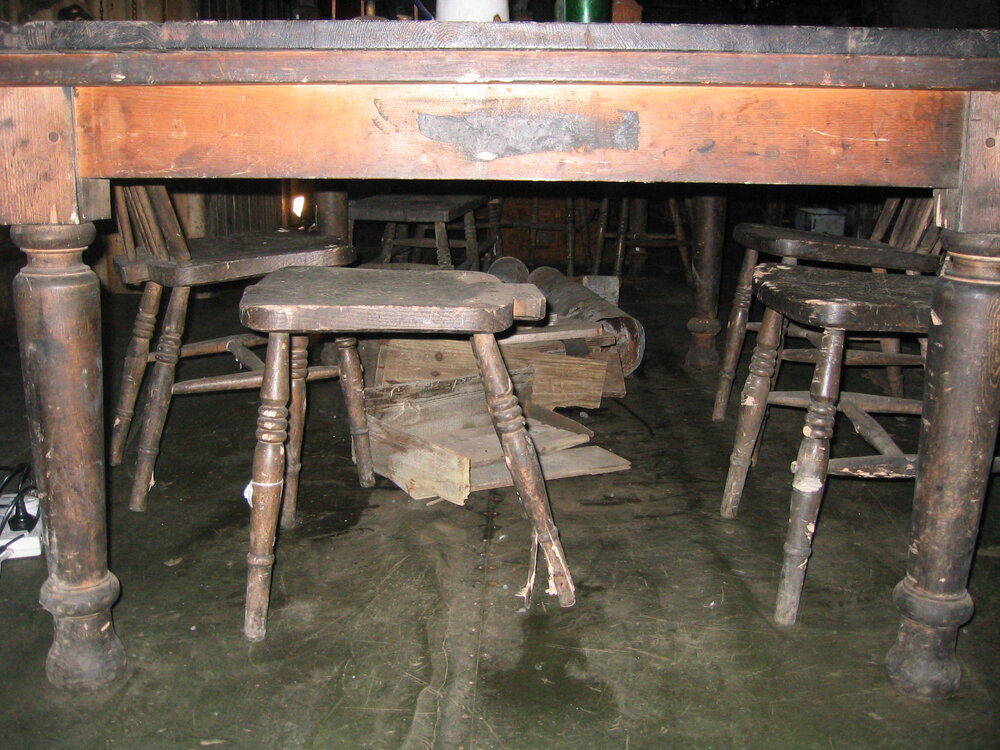 2003-04 Beneath wardroom table in Scott's 'Terra Nova' Hut