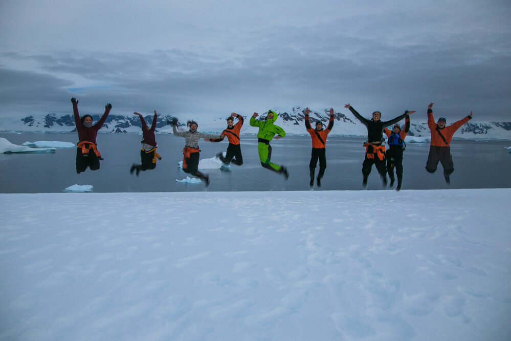 Inspiring Explorers jumping group shot