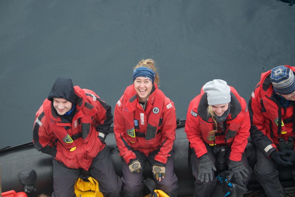 Inspiring Explorer Leah Stewart aboard zodiac