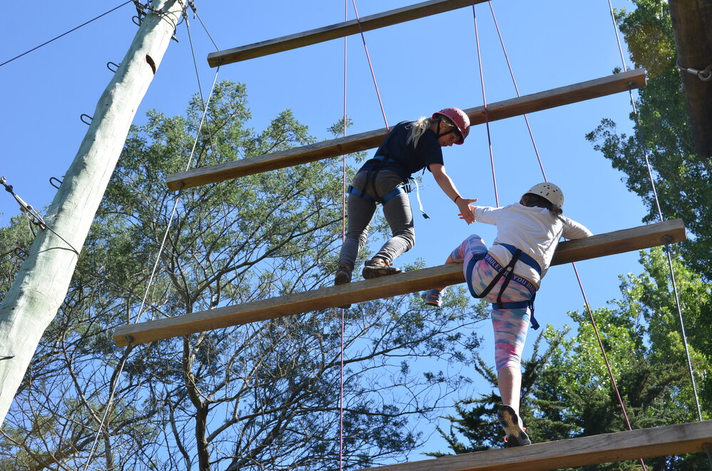 Young Inspiring Explorers Emily and Erin on the high ropes (006)