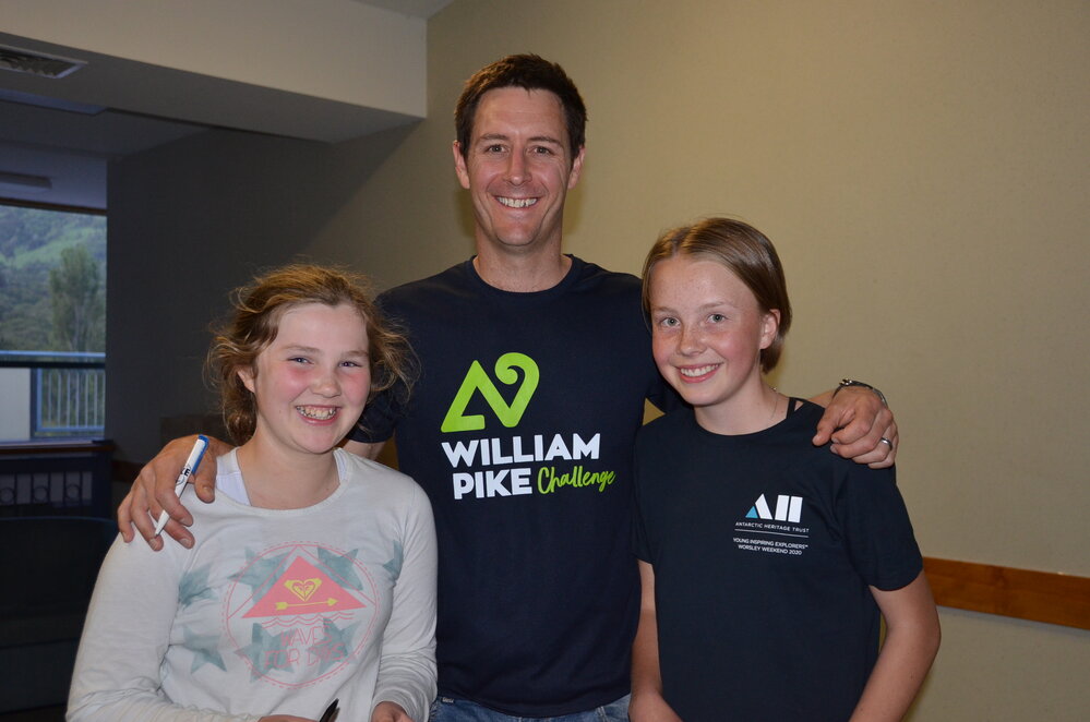 Young Inspiring Explorers Emily and Sasha with Inspiring Explorer alum William Pike