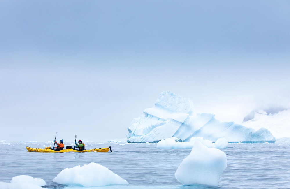 Kayaking and icebergs