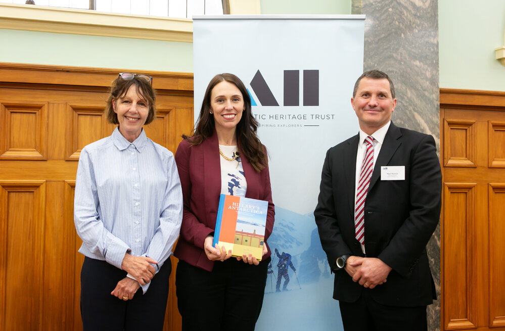 Photographer Jane Ussher NMZM, Prime Minister Rt Hon Jacinda Ardern and AHT Executive Director Nigel Watson