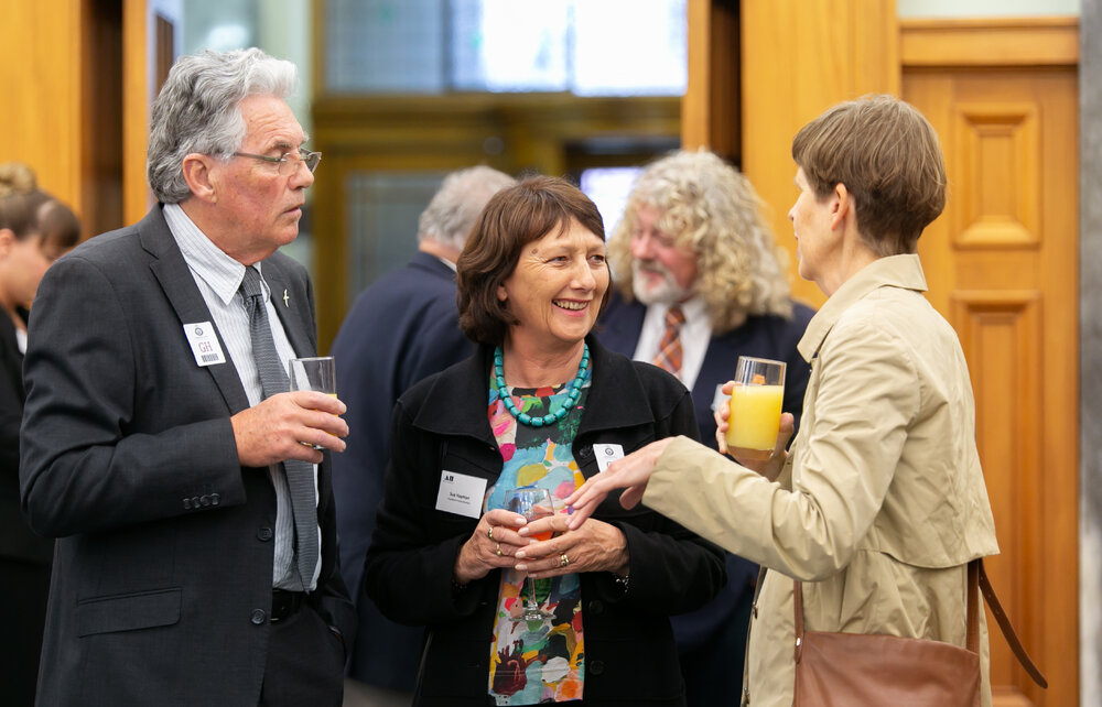 Dave and Sue Hayman talking to Sarah Hillary