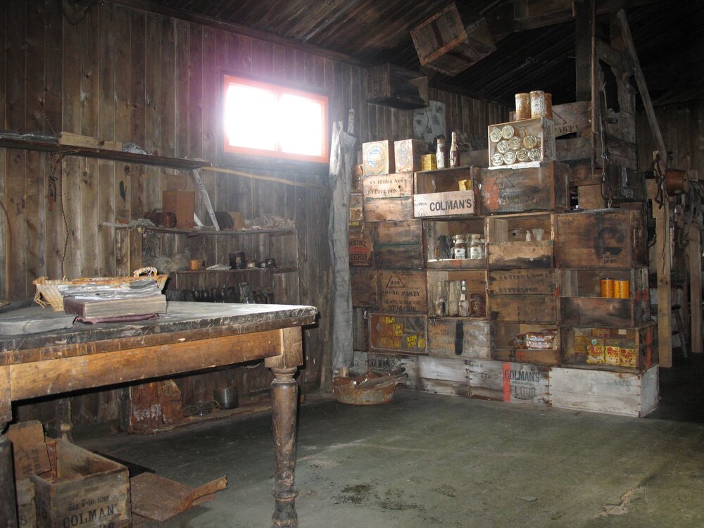 Mess deck and bulkhead shelving, Scott's 'Terra Nova' Hut
