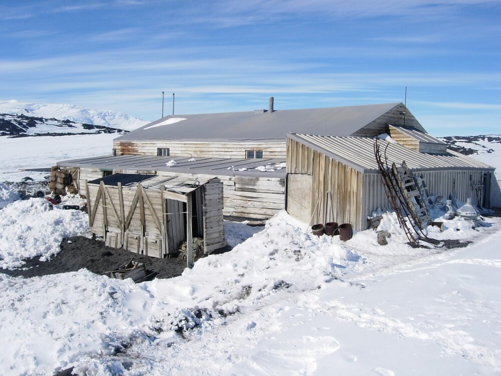 Latrines and northwest elevation of Scott's 'Terra Nova' Hut