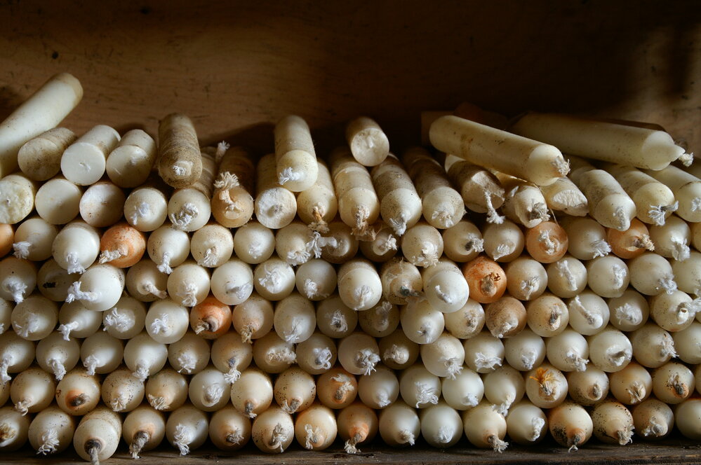 2007 Stacked candles inside Shackleton's 'Nimrod' hut, Cape Royds