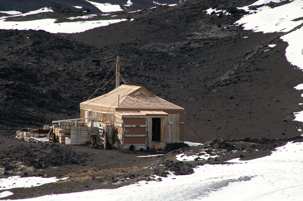 2007 Shackleton's Nimrod' hut in the landscape at Cape Royds