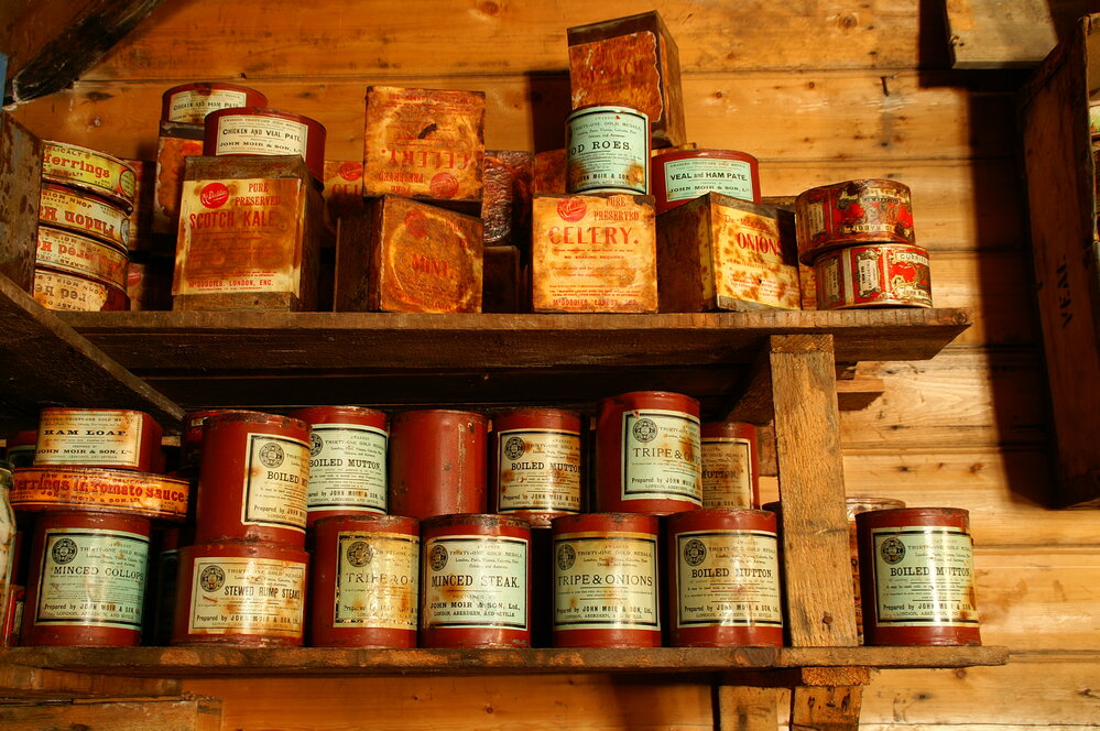2007 Tinned provisions in Shackleton's 'Nimrod' hut, Cape Royds