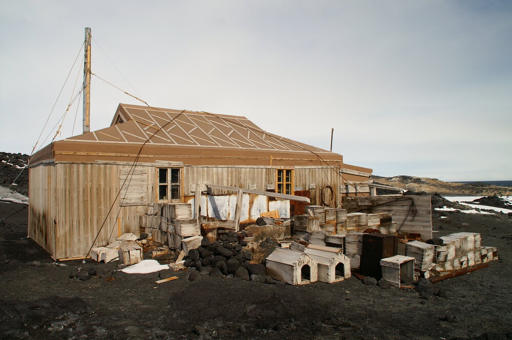2007 North wall and Stables at Shackleton's 'Nimrod' hut, Cape Royds