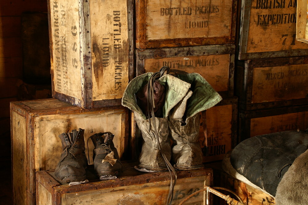 2007 Boots inside Shackleton's 'Nimrod' hut, Cape Royds