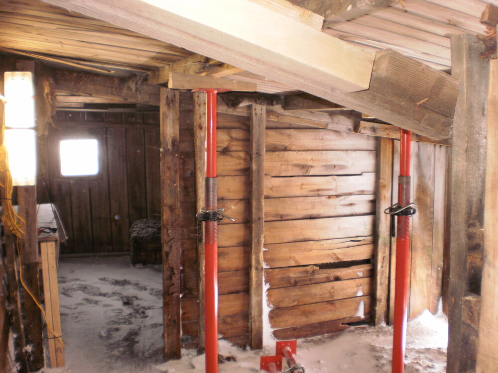 2009-10 Cape Evans, Stables rehabilitation - Shoring installed (011)
