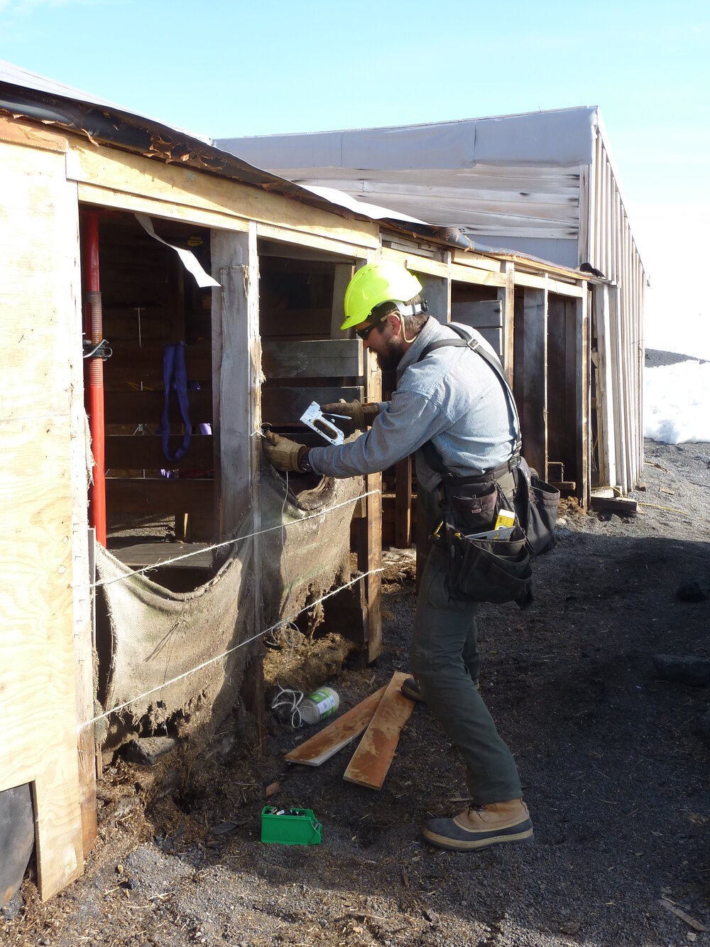 2009-10 AHT's Gene Wixson working on Stables North wall, Scott's 'Terra Nova' hut