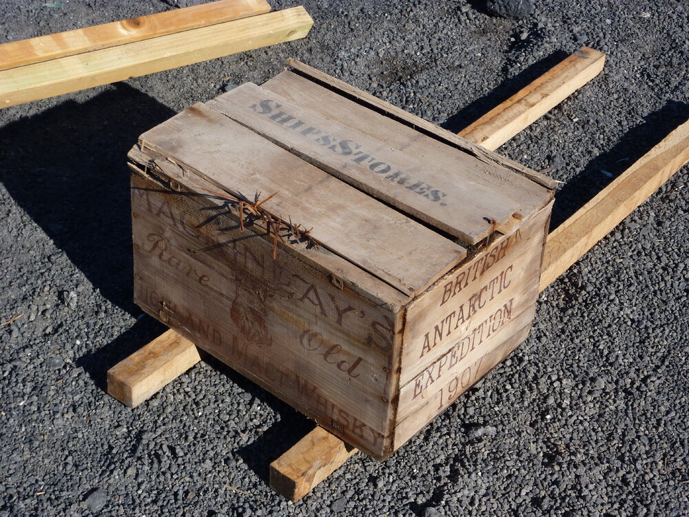 2009-10 Mackinlay's whisky crate excavated from underneath Shackleton's 'Nimrod' hut, Cape Royds