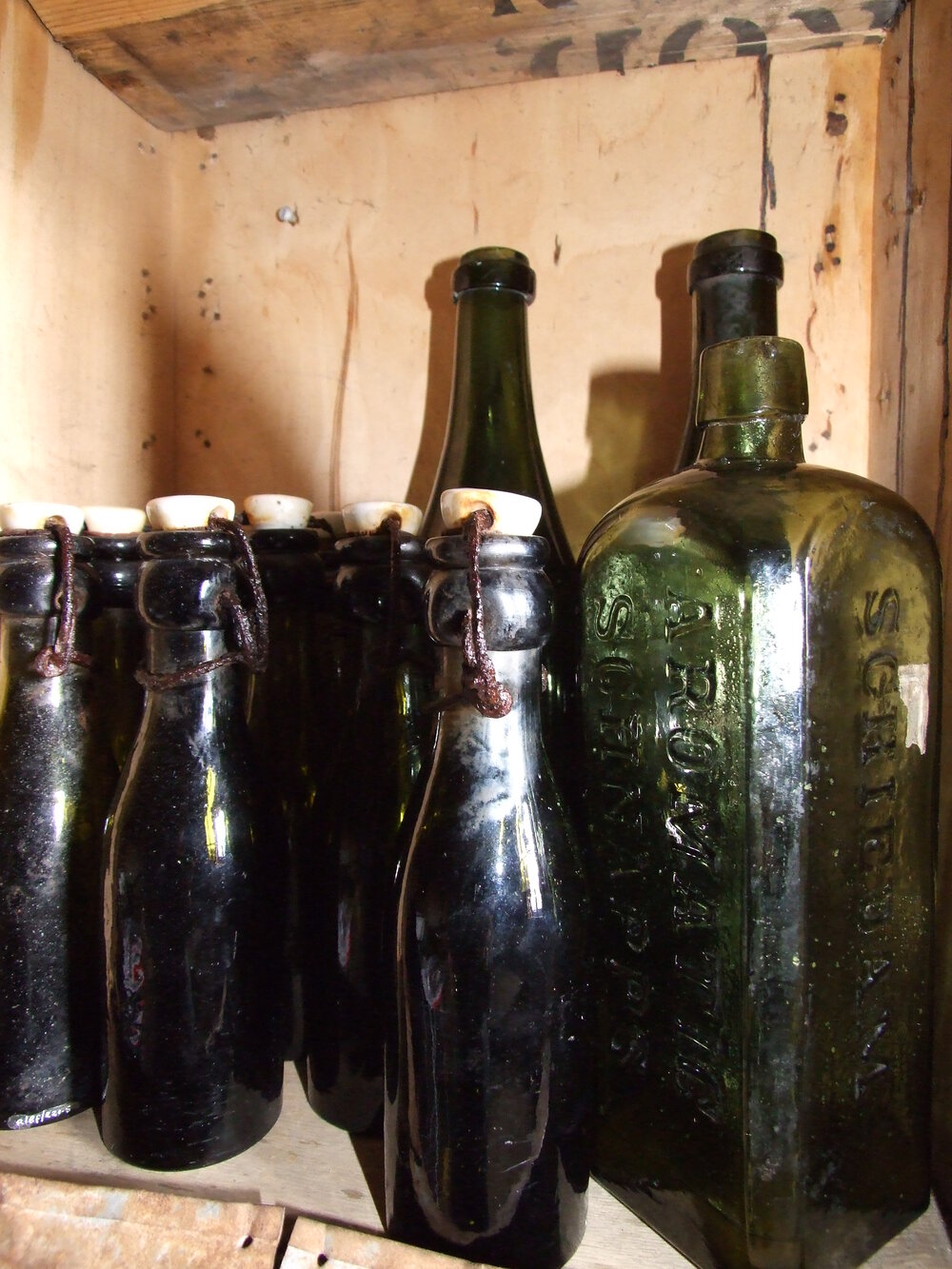2007 Bottles on a shelf inside Shackleton's 'Nimrod' hut