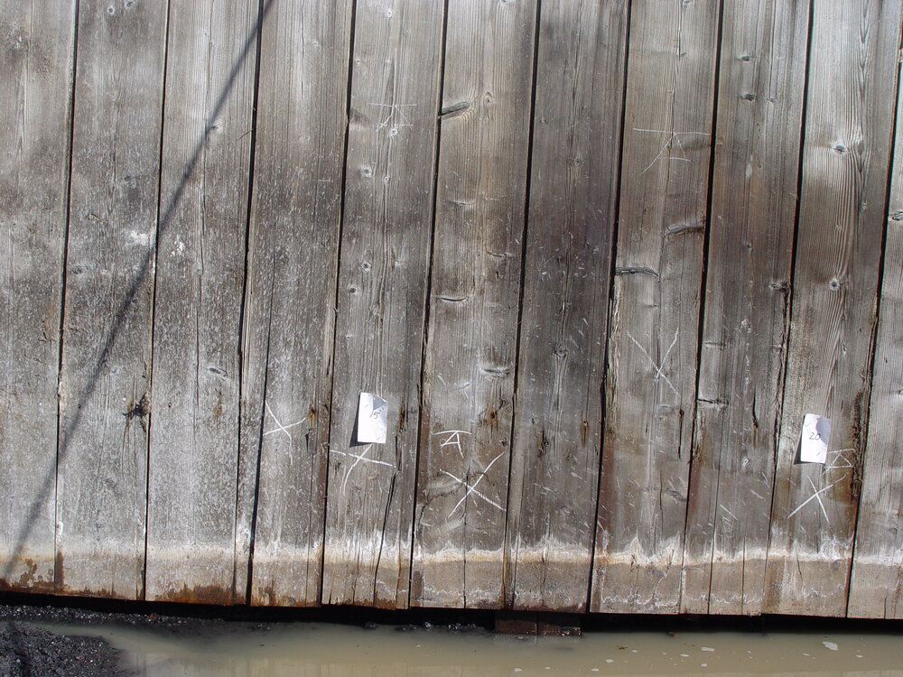 2007 Damaged cladding marked for repair, Cape Royds