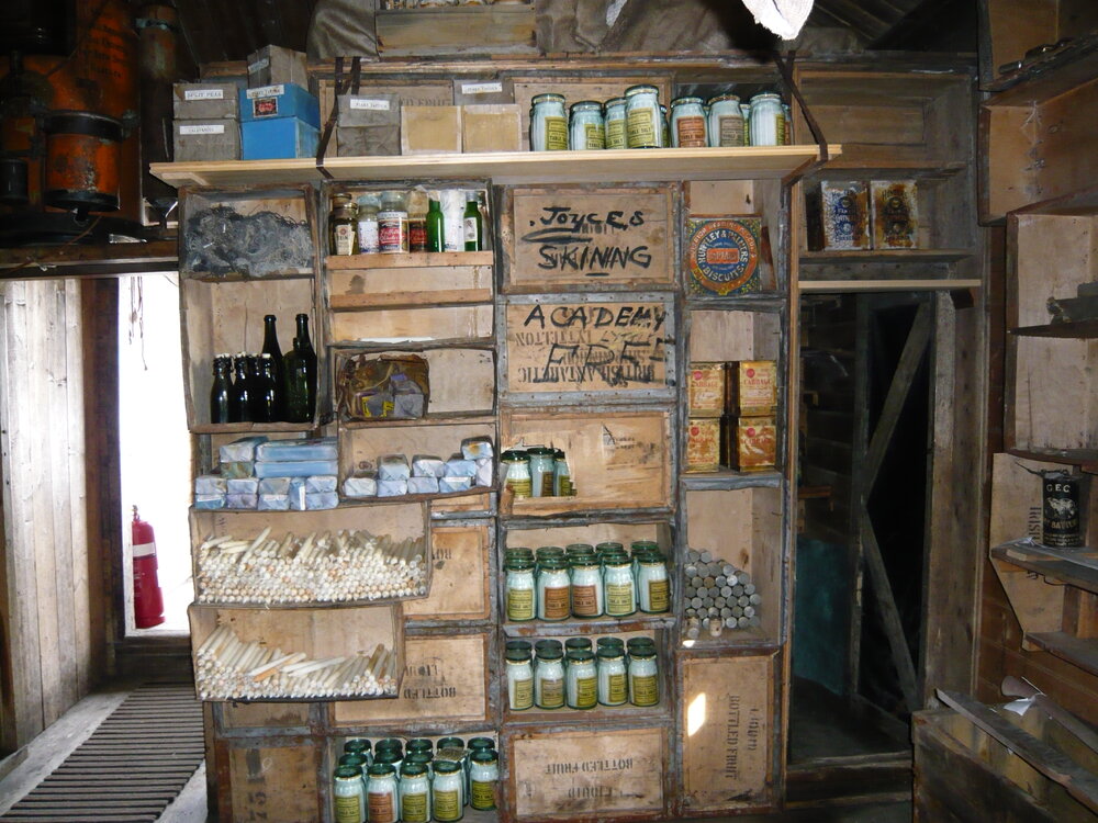 2008 "Joyce's Skining Academy Free" inside Shackleton's 'Nimrod' hut