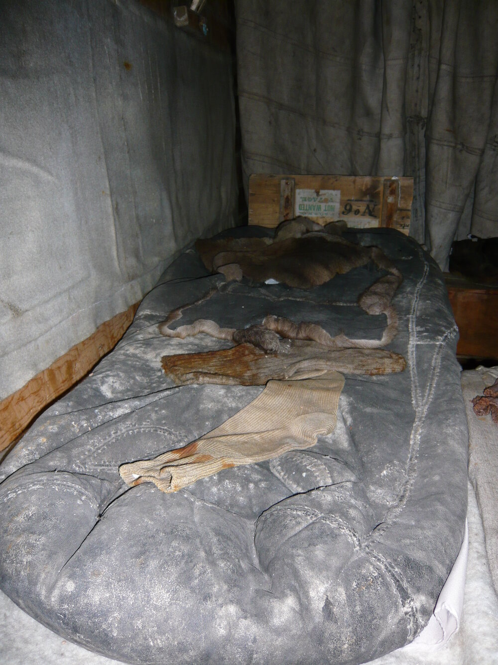 2008 Bedding inside Shackleton's 'Nimrod' hut, Cape Royds