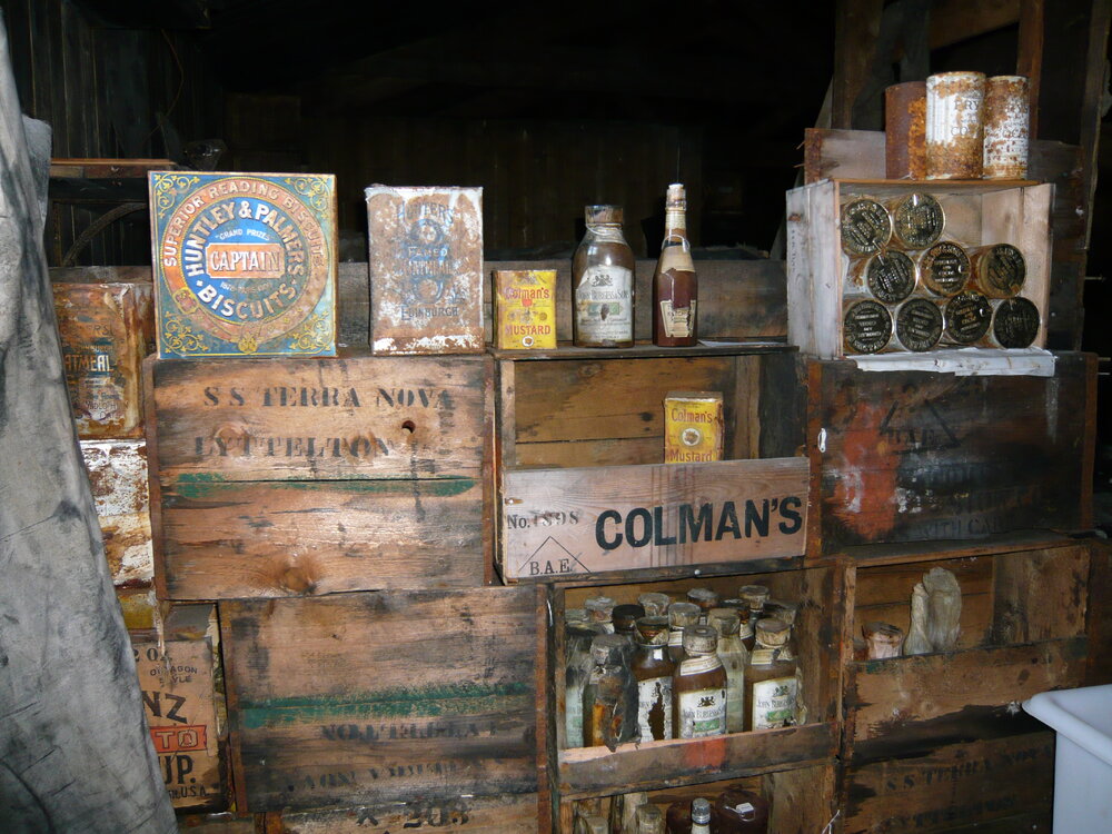 2008 Provisions and boxes inside Scott's 'Terra Nova' hut