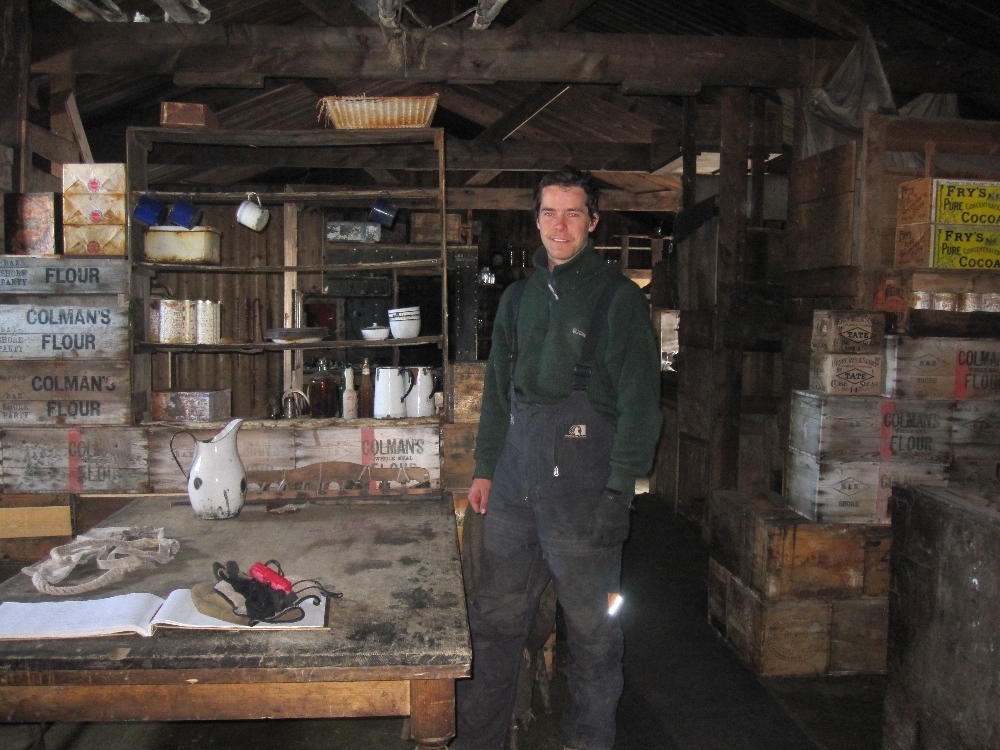 2010-11 Jamie Clarke inside Scott's 'Terra Nova' hut, Cape Evans