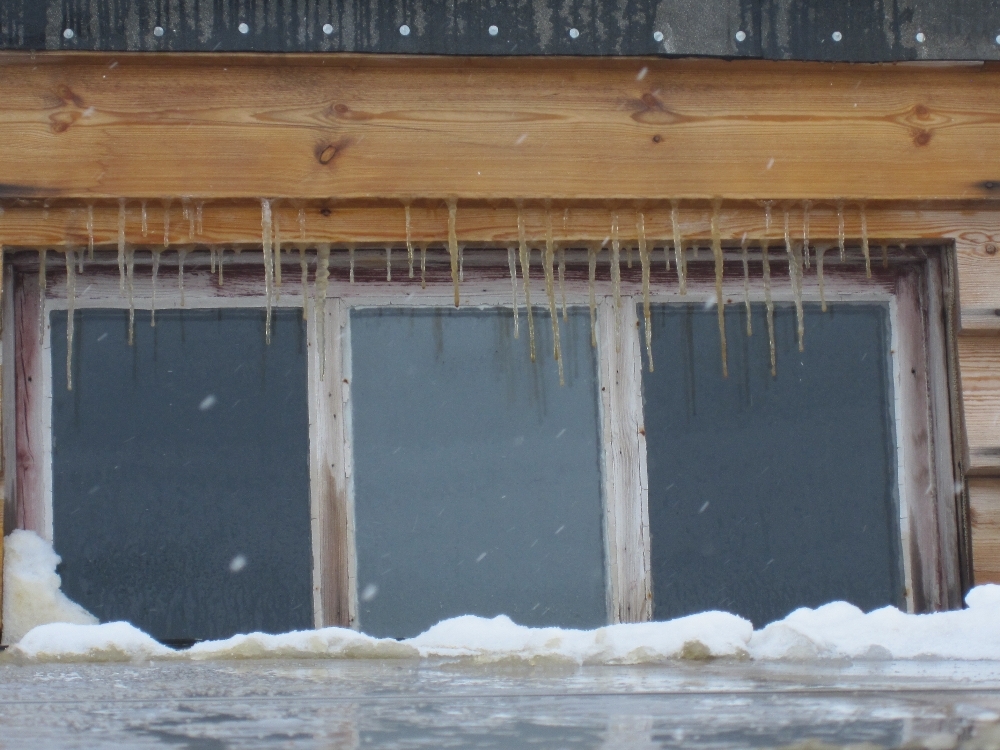 2010-11 Icicles on a window of Scott's 'Terra Nova' hut, Cape Evans