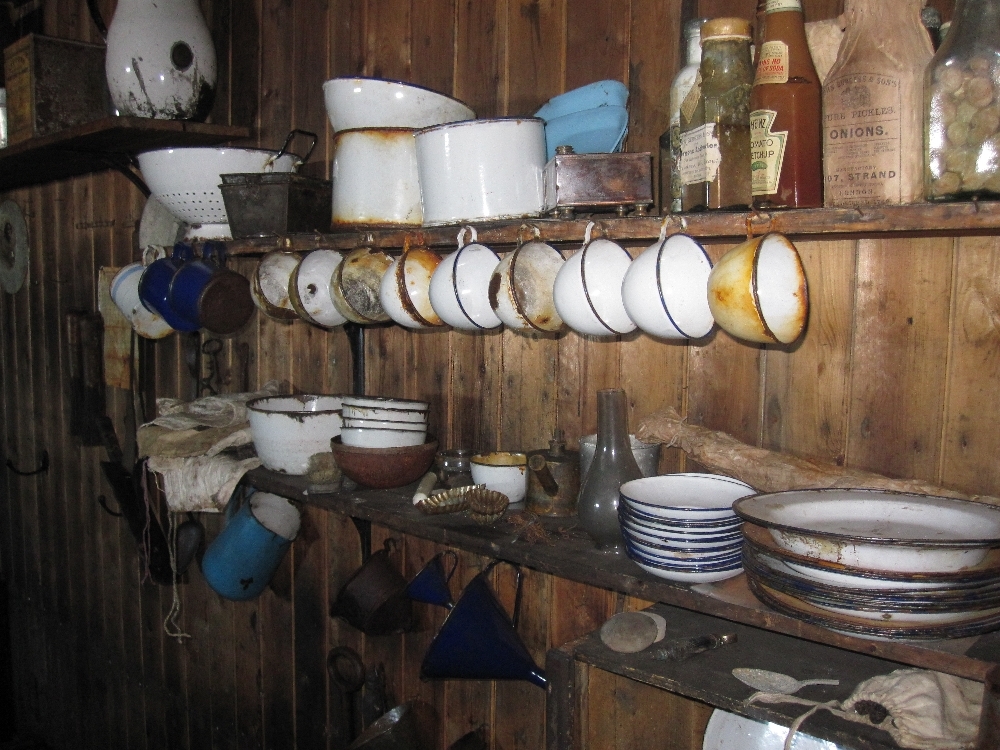 2010-11 Enamel serve ware stored in the Galley inside Scott's 'Terra Nova' hut