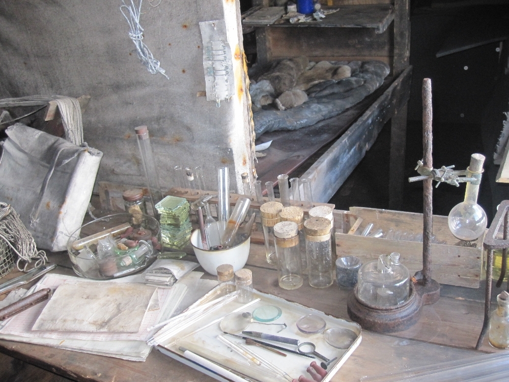 2010-11 Desk in the Biology area inside Scott's 'Terra Nova' hut
