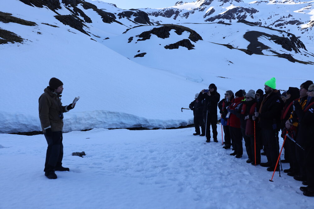 Listening to Shackleton's account of negotiating the waterfall