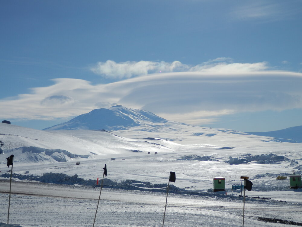 Lenticular clouds above Mount Erebus