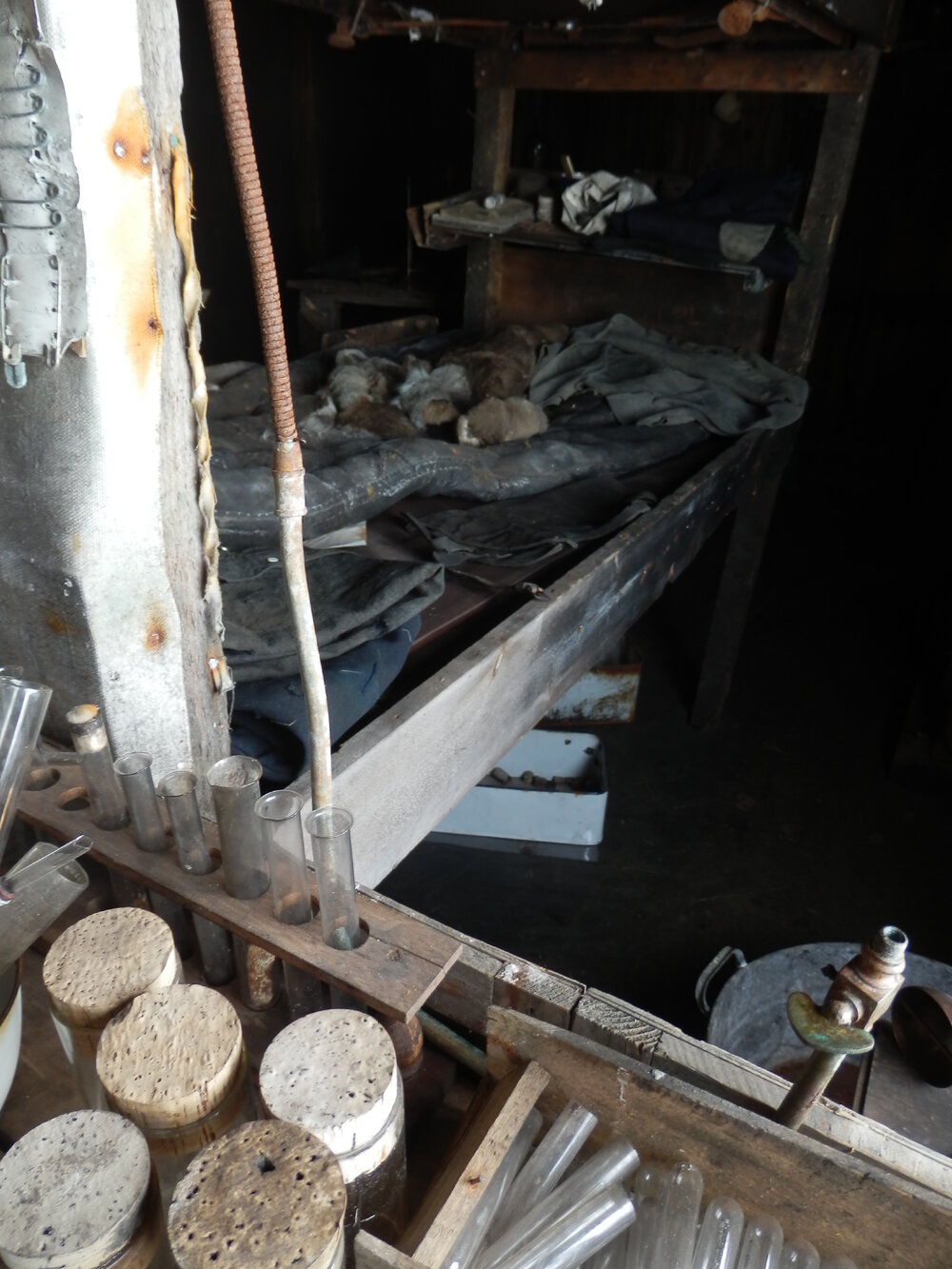 Acetylene lamp attached to Biology bench, after repair