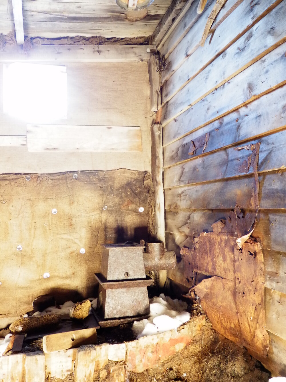 Blubber stove in Stables, Scott's 'Terra Nova' Hut