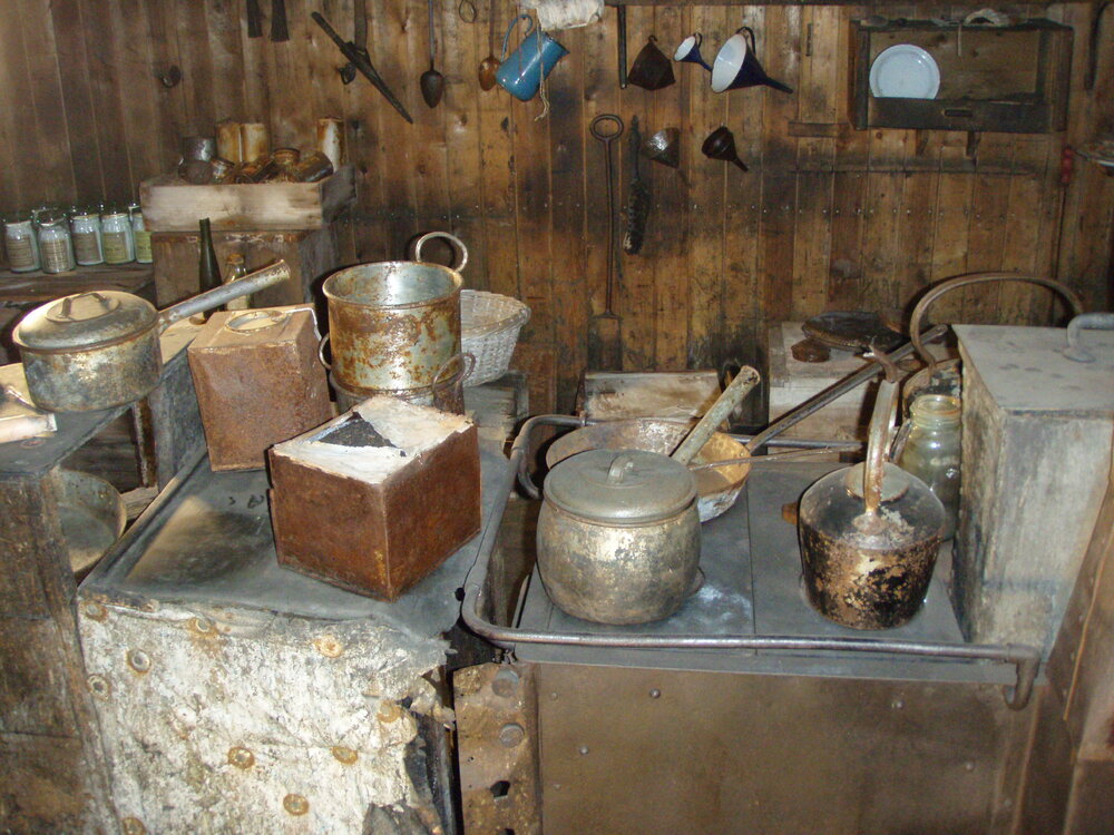 Asbestos removal, stove in Scott's 'Terra Nova' Hut 