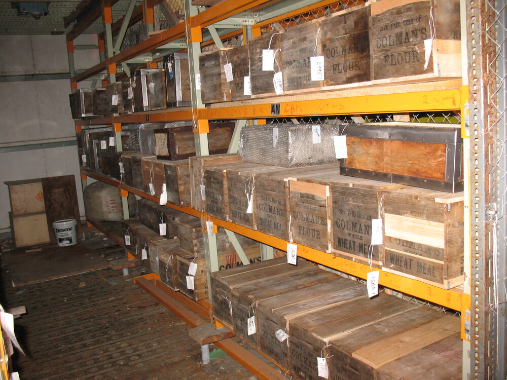2013-14 Conserved timber boxes in storage, Scott Base (003)
